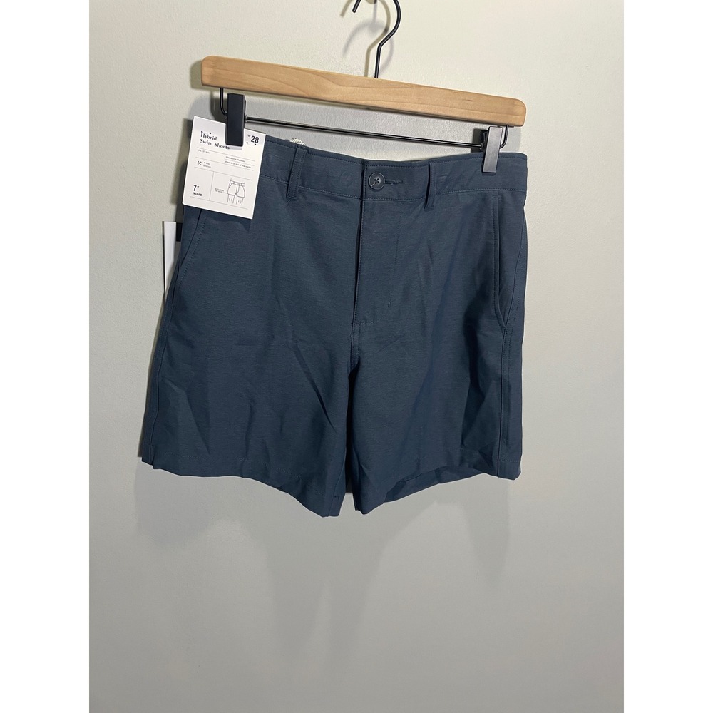 Goodfellow & Co Hybrid Swim Shorts Mens 28 Navy Blue 7" Inseam UPF 50+ Stretch